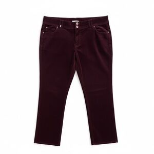 Monsoon Plum Corduroy Cropped Pants UK 14 US 10 Straight Leg Stretch